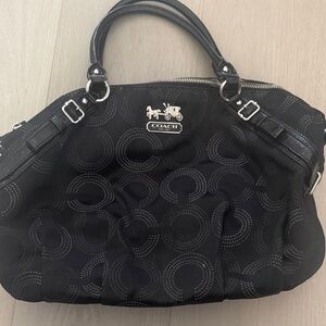 Coach Black Signature Dome Satchel with Silver Hardware